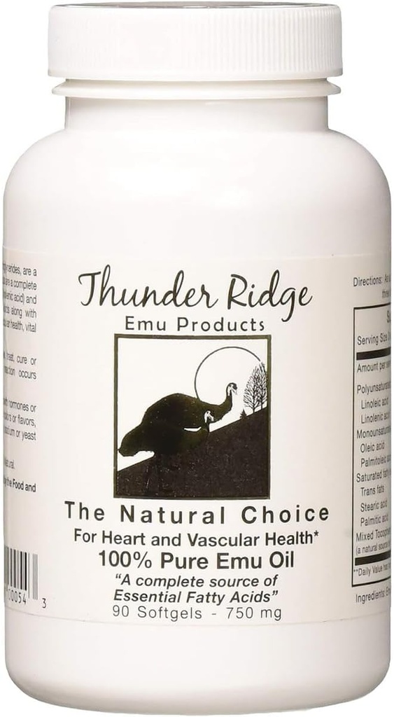 Thunder Ridge Emu Products 100% Pure Oil Softgels, 90 Count