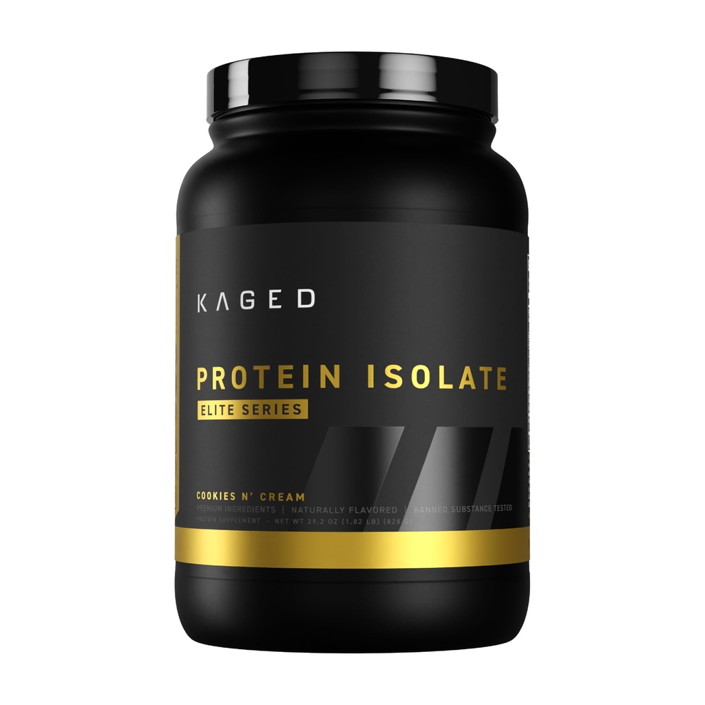 Kaged Whey Protein Isolate Elite Powder | Cookies & Cream | Whey, Casein, & Milk Protein Blend | Post Workout Recovery Drink | Supports Muscle Building | Supplements for Men & Women | 2 lbs