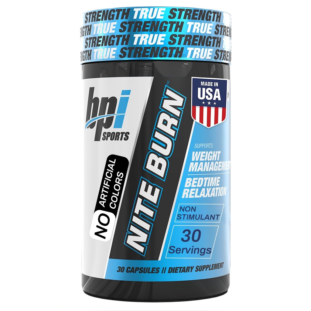 BPI Sports Nite burn – Nighttime Fat Burner & Sleep Support – Keto-Friendly – Weight Loss, Burn Fat, Relaxation, Boost Metabolism – 30 servings – 640mg