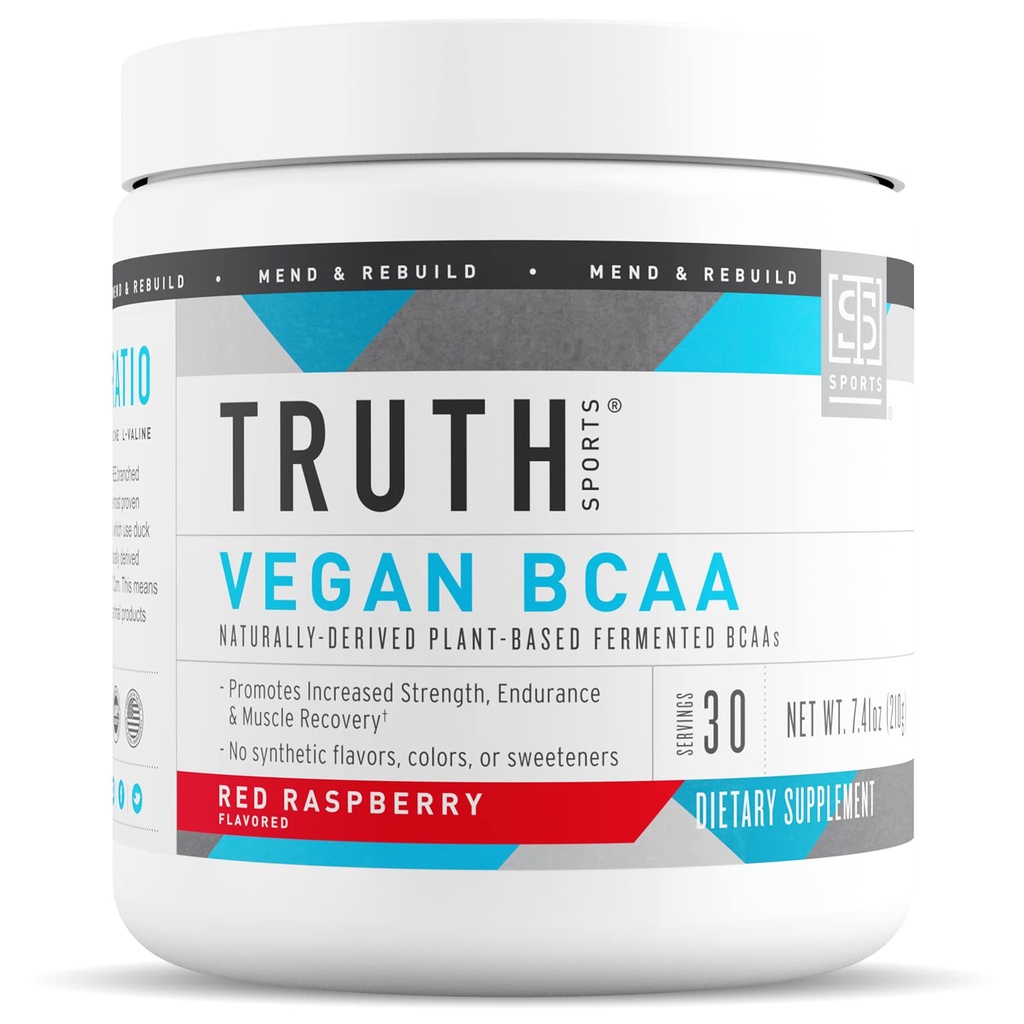Truth Nutrition Vegan BCAA Powder- 2:1:1 Ratio Natural BCAAs Amino Acids Powder for Energy, Muscle Building, Post Workout Recovery Drink for Muscle Recovery (Red Raspberry, 30 Servings)