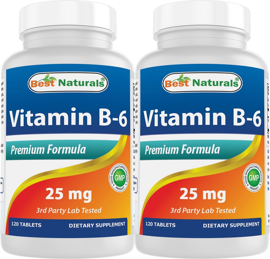 Best Naturals Vitamin B6 25mg, 120 Tablets (120 Count (Pack of 2))