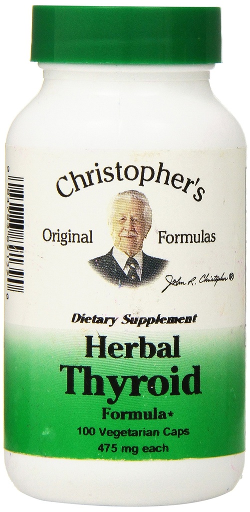 Christopher's Original Formulas Herbal Thyroid | 100 Vegetarian Capsules | Traditional Herbal Blend Made with Kelp, Fo-Ti & Gotu Kola | Made in the USA