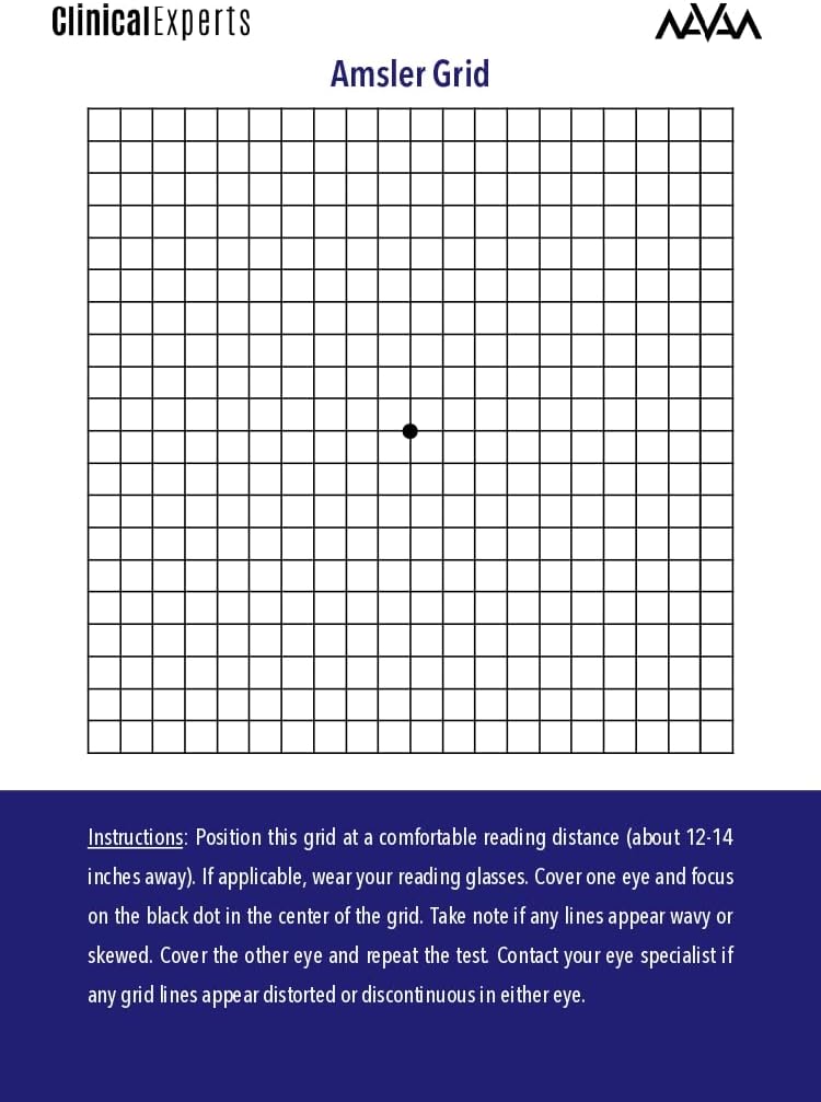 Amsler Eye Grid with Magnetic Back - Daily Vision Screening Tool for Macular Degeneration & Glaucoma Patients by Clinical Experts (1 Pack)
