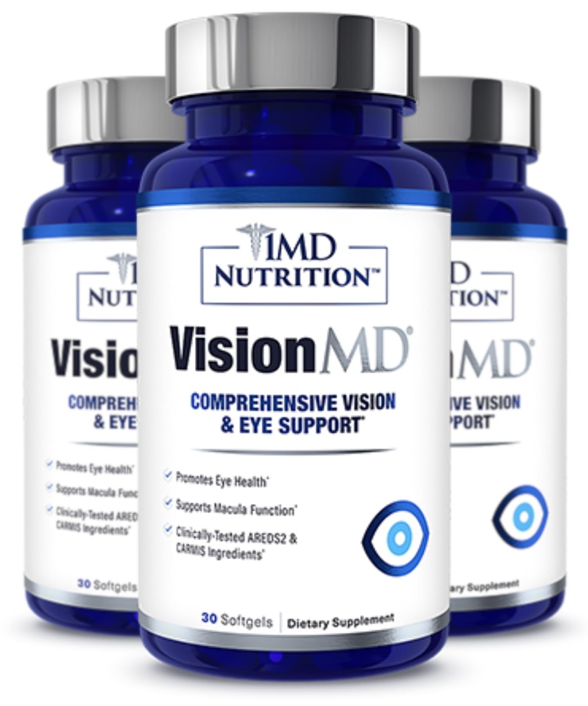1MD Nutrition VisionMD Eye Vitamin CARMIS - with Lutein & Zeaxanthin | Supports Vision Health, Everyday Eye Strain, & Occasional Dry Eye | 90 Softgels (3-Pack)