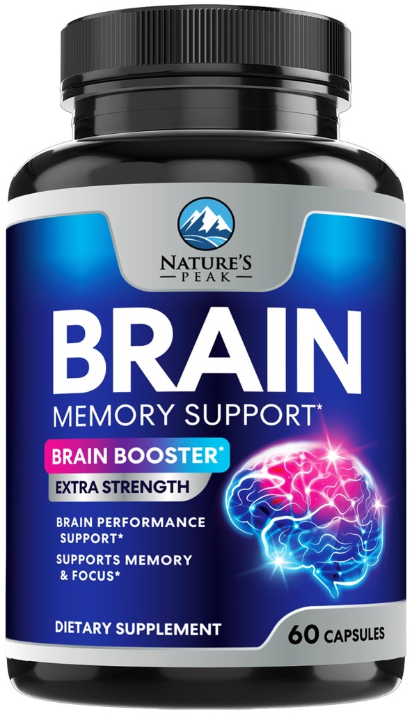 Brain Memory Supplement Pills - 3X Strength Nootropics for Concentration, Clarity & Focus Support - Brain Health Cognitive Vitamins with Bacopa, Phosphatidylserine & DMAE, Brain Booster, 60 Capsules