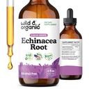 Wild & Organic Echinacea Drops - Immune & Lymphatic Drainage Drops - Liquid Echinacea Supplement - Add to Tea Tincture - Angustifolia Herb Extract - Vegan, Sugar & Alcohol-Free - 4 fl oz
