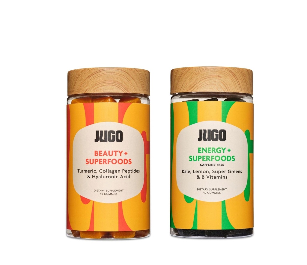 JUGO Beauty + Energy Gummies Bundle – Collagen, Biotin & Vitamin B12 – Supports Hair, Skin, Nails & Natural Energy – Plant-Based & Gluten-Free