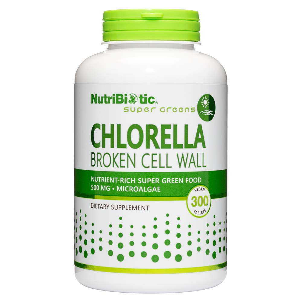 NutriBiotic- Chlorella Super Green Food 500 mg 300 Tabs | Broken Cell Wall Nutrient-Rich Microalgae, Water Cultivated Superfood | Chlorophyll with Vitamins, Minerals & Trace Elements | Vegan & Non-GMO