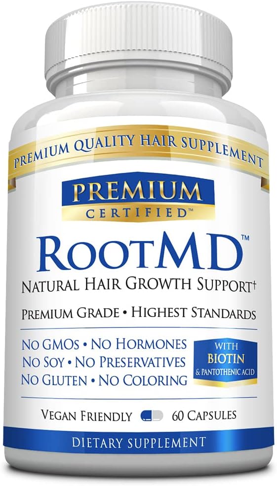 RootMD - Stimulate Hair Growth, Rejuvinate Follicles, Improve Scalp Circulation - Biotin, Copper, Tocopheryl Acetate, Saw Palmetto - All Natural Vegan Friendly - 60 Capsules