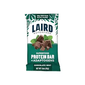 Laird Superfood Functional Protein Bars – Protein Bar but Better with Real Ingredients, Functional Mushrooms 10g Plant-Based Protein, 6g Fiber - Non-GMO - Mint Chocolate, 10 Count (Pack of 1)
