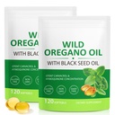Oil of Oregano Softgels, 2 in 1 Oil of Oregano with Black Seed Oil 240 Count, Oregano Oil Supplement Capsules, Organic Oregano Oil Extract, Non-GMO, Gluten Free - 2 Bag