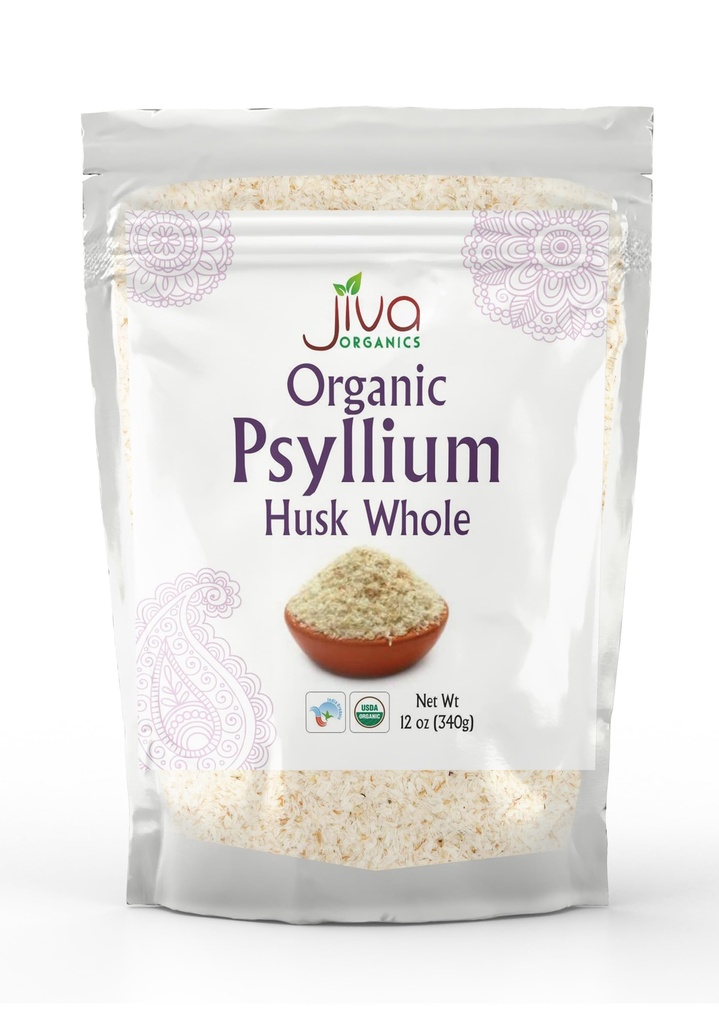Jiva USDA Organic Whole Husk Psyllium (Isabgol) 12 Ounce