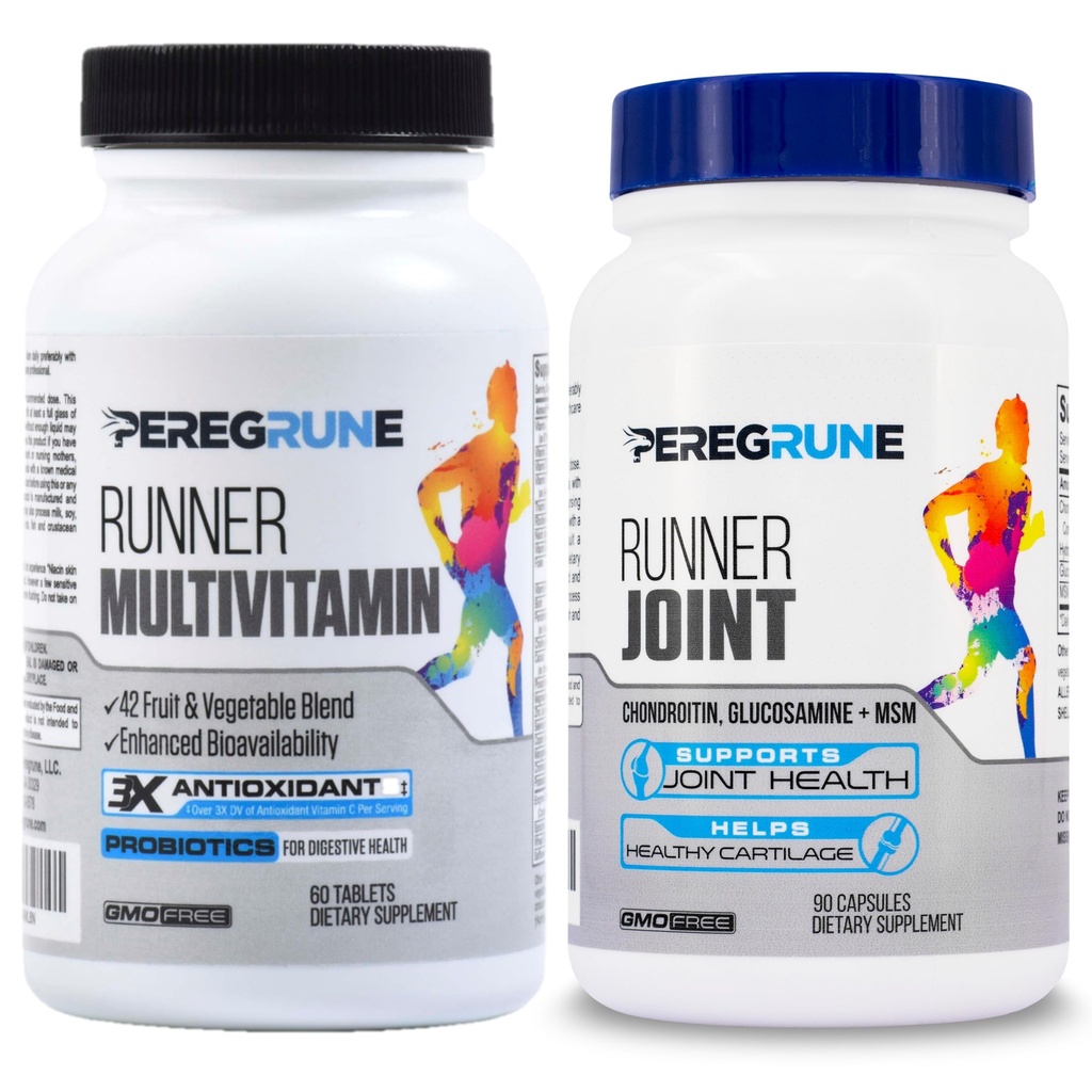 Runner Multivitamin & Joint Support Supplement | Antioxidants, Complete B-Complex & Probiotics to Support Energy, Endurance & Joint Wellness | Glucosamine, Chondroitin & MSM | GMP Certified