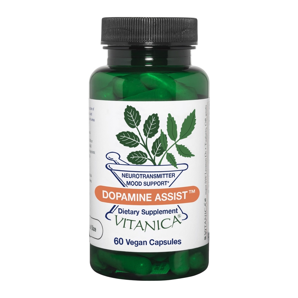 Vitanica Dopamine Assist, Dr Formulated Dopamine Supplement, L-Tyrosine, Mucuna Pruriens Neurotransmitter Mood Support, Vitamin B6, Folate, Green Tea Extract Quercetin Vegan, 60 Capsules