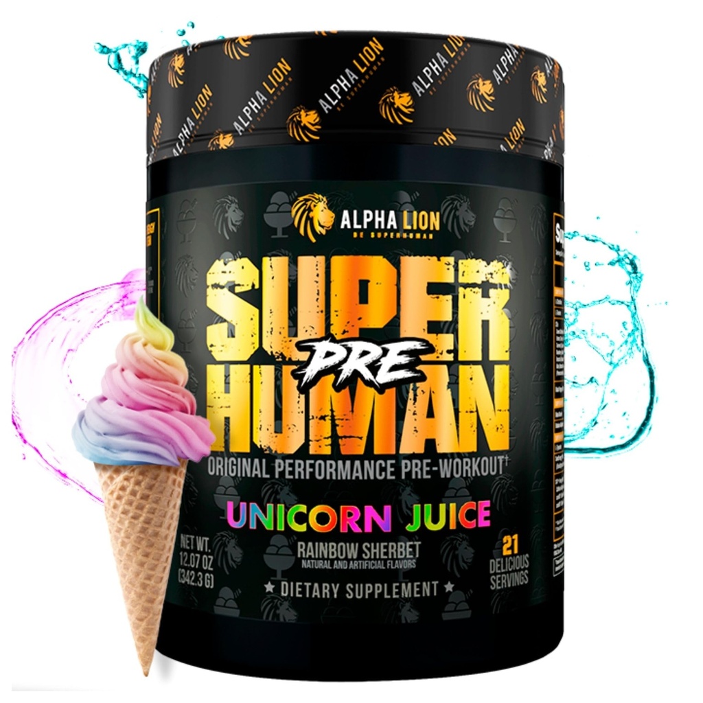 ALPHA LION Superhuman Pre Workout Powder, Beta Alanine, L-Taurine & Tri-Source Caffeine for Sustained Energy & Focus, Nitric Oxide & Citrulline for Pump (21 Servings, Unicorn Juice)