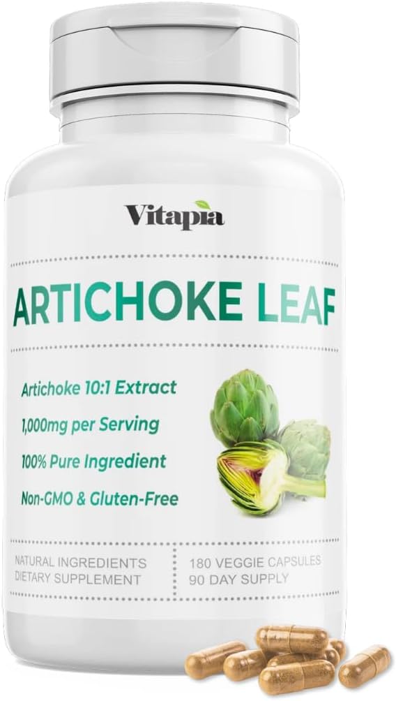 Vitapia Organic Artichoke Leaf Extract for Healthy Digestion, Liver Health & Functions, Antioxidant Support - 10:1 Ratio & 180 Veggie Capsules - Non-GMO, Gluten-Free, Vegan-Friendly