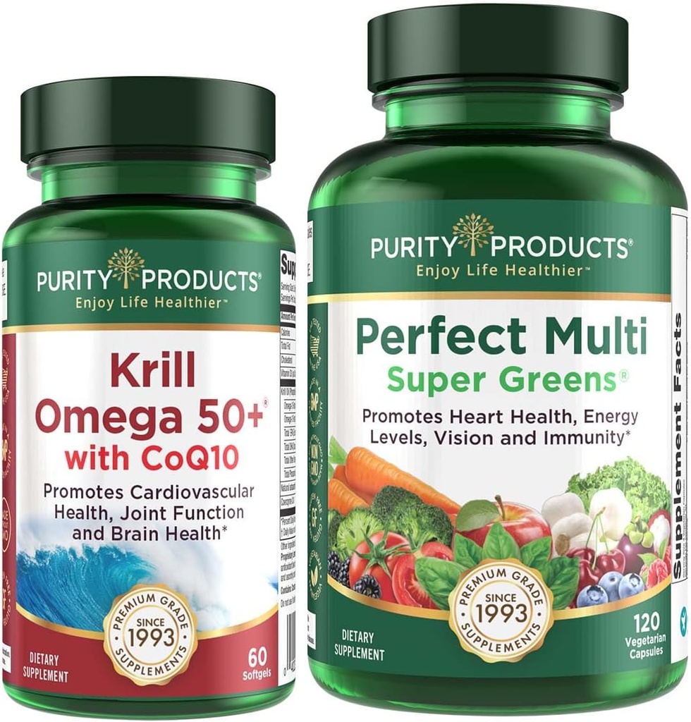 Purity Products Bundle - Krill Omega 50+ with CoQ10 + Perfect Multi Greens