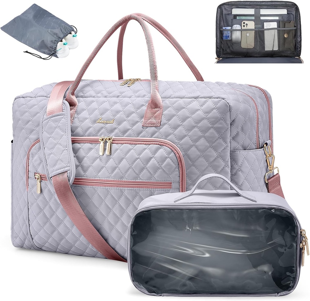 LOVEVOOK Travel Duffle Bag - Women's Weekender Carry On Overnight Laptop & Gym Bag With Toiletry/Shoe Pocket, Hospital Labor Bag