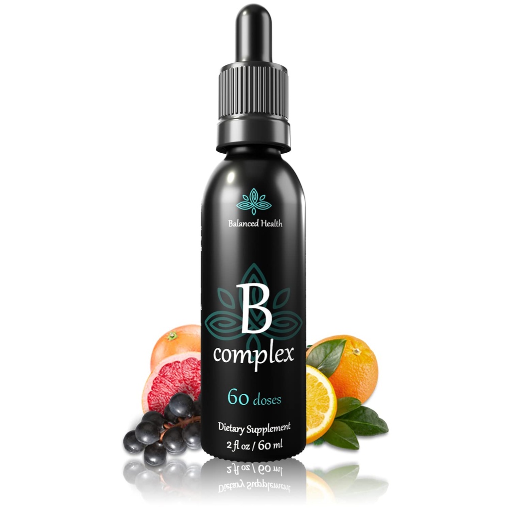 Vitamin B-Complex Drops, 2oz, 60 Doses, All 8 B-Vitamins, Immune Energy Support Supplement Non GMO Vegetarian Safe