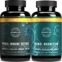 Magnesium Supplement & Immune Defense Supplements for Women and Men by Primal Harvest - Joint Support Capsules and Probiotic + Zinc + Vitamin Complex Pills Bundle