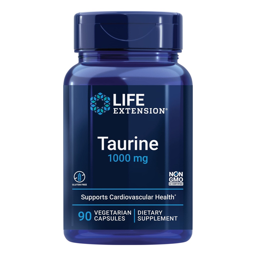 Life Extension Creatine Capsules and Taurine Supplement Bundle - 120 Creatine Capsules Promoting Strength and 1000mg Taurine for Heart Health