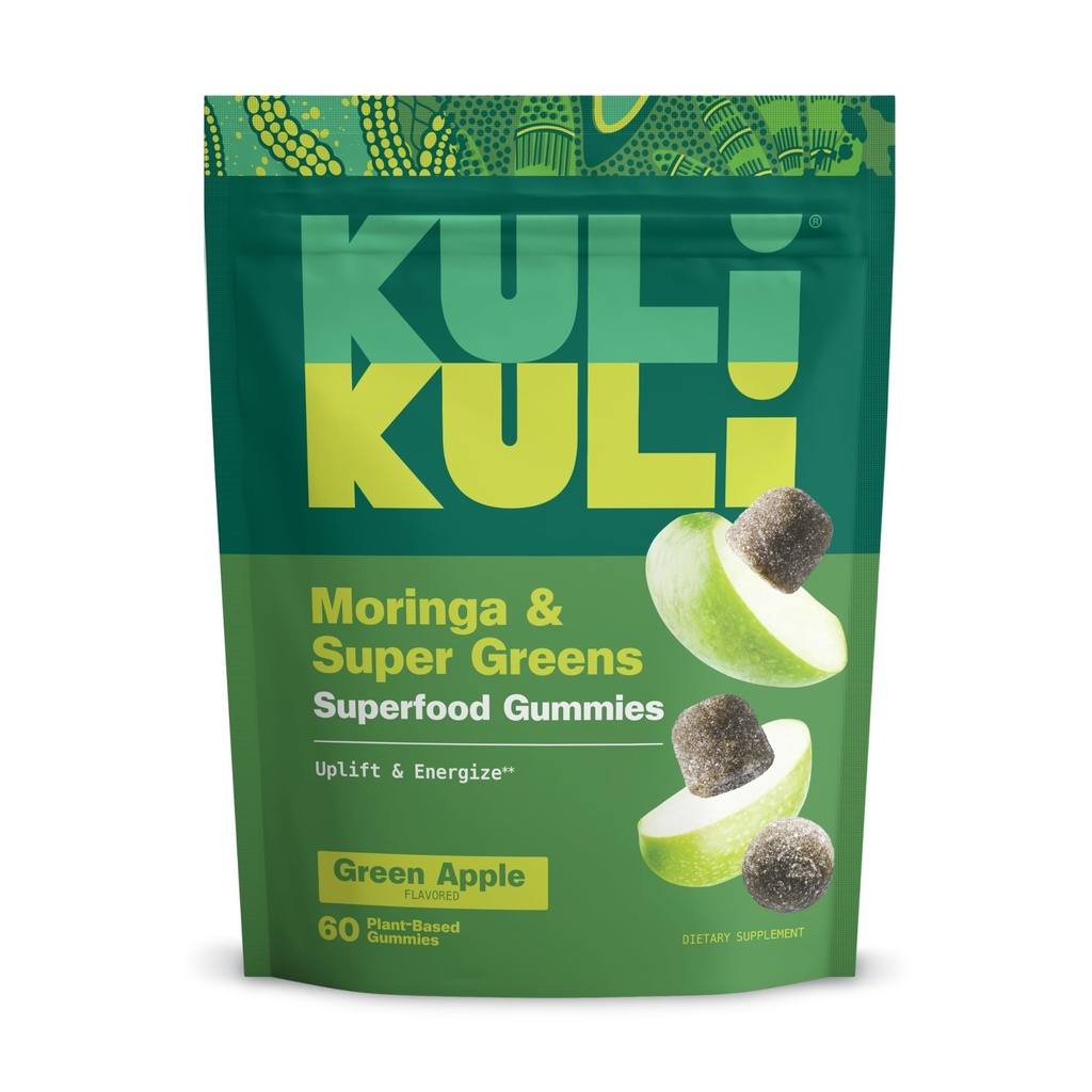 Kuli Kuli Super Energy Gummies - Energy Supplements with Moringa, Caffeine-Free Natural Energy Booster - 60 Non-GMO, Gluten-Free Moringa Gummies