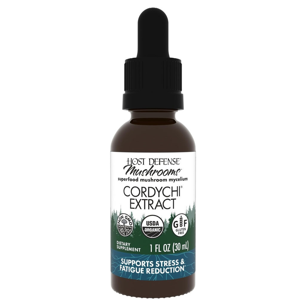 Host Defense CordyChi Extract - Energy & Immune Support Supplement - Cordyceps & Reishi Mushroom Supplement for Relaxation & Respiratory Support - Aids Against Tiredness - 1 fl oz (30 Servings)*