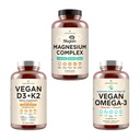 AMANDEAN Premium Magnesium Complex, Vegan Omega 3, Vegan D3+K2 Bundle. Plant-Based Immune Support. Algae DHA & EPA. Quality Sleep, Focus & Mood. Support Healthy Heart, Brain, Joints & Eyes