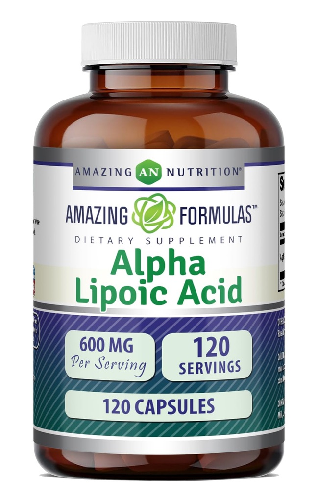 Amazing Formulas Alpha Lipoic Acid | 600 Mg Per Serving Supplement | Capsules | Non-GMO | Gluten Free | Made in USA (1 Pack | 120 Count)