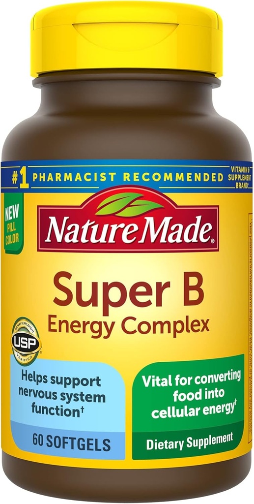 Super B Energy Complex, Dietary Supplement for Brain Cell Function Support, 60 Softgelss,…