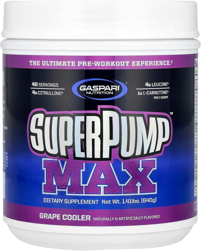 Gaspari Nutrition SuperPump Max, Grape Cooler, 1.41 lbs (640 g)