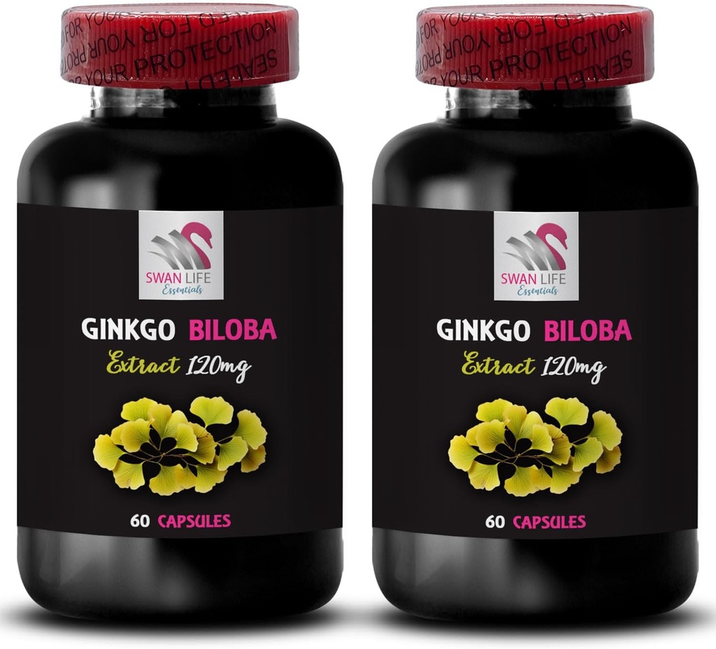 Ginkgo biloba Natural Formula - Ginkgo BILOBA Extract - Herbal antioxidant Benefits, Ginkgo biloba Leaf Powder, Natural antioxidant Extract, Ginkgo antioxidant Boost, Herbal Leaf Extract 2Bot 120Caps