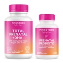 Pink Stork Prenatal Vitamin Duo: Prenatal Vitamins and Probiotics for Pregnant Women -Morning Sickness and Fetal Development Support with DHA, Folate, Vitamin B6, and More - 2 Products, 90 Capsules