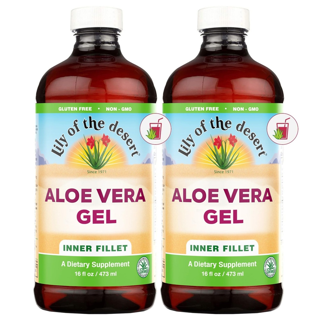 Lily Of The Desert Aloe Vera Juice, Inner Fillet 2-Pack – Organically Grown, Non-GMO, 16 Fl Oz