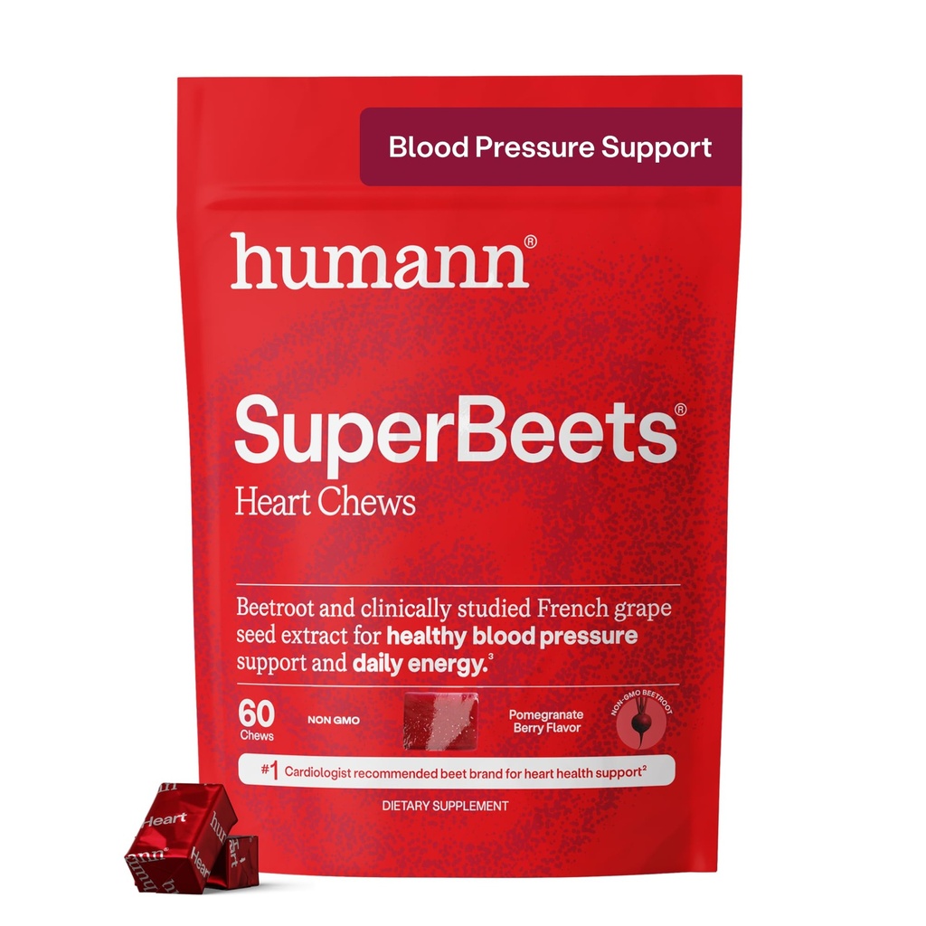 HumanN SuperBeets Heart Chews, Pomegranate Berry Flavor, 60 Ct
