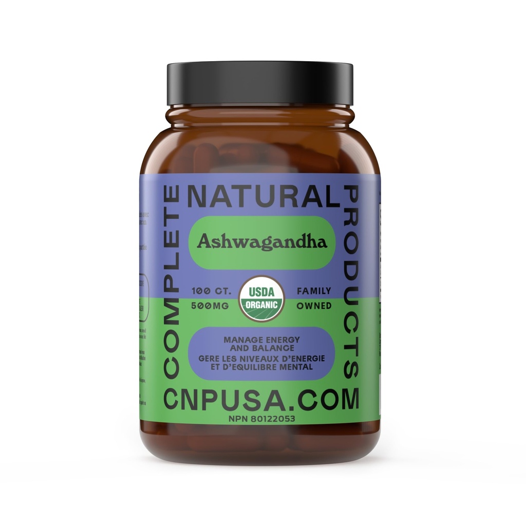 Organic Ashwagandha Capsules - 100 Capsules 500mg Pure Organic Ashwagandha Supplement for Calming Support