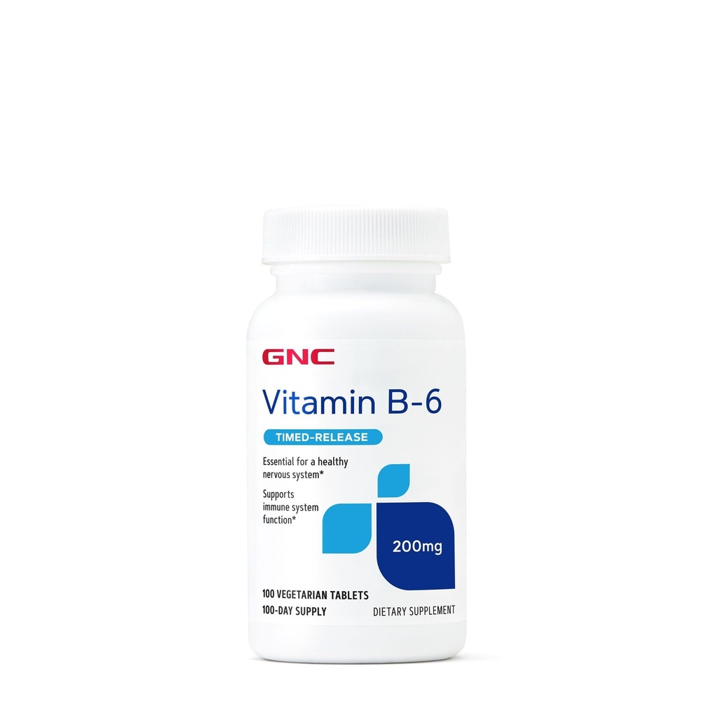 GNC Vitamin B6 200mg Supplement, Supports Immune System and Nervous System, 100 Serving