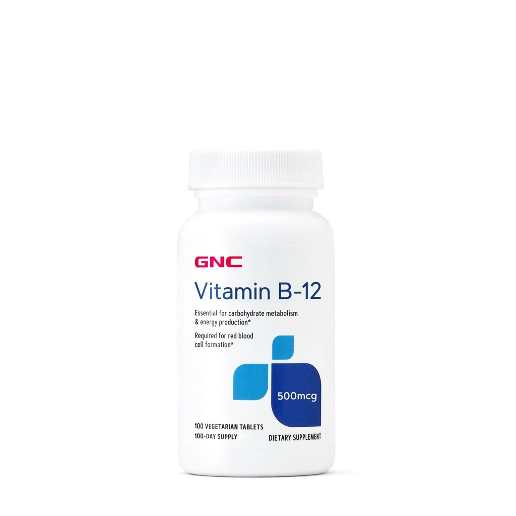 GNC Vitamin B-12 500mcg, Supports Energy Production, 100 Tablets