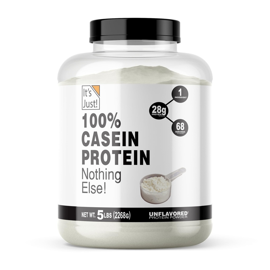 It's Just! - 100% Casein Protein Powder, Made in USA, No Added Flavors or Sweeteners (Unflavored, 5 Pound (Pack of 1))