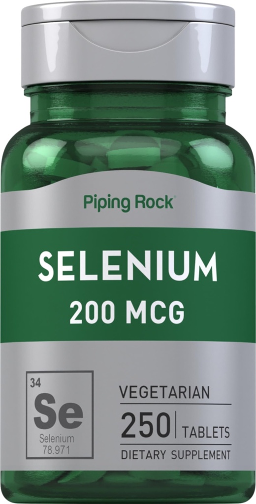 Piping Rock Selenium 200mcg Tablets | 250 Count | Vegetarian, Non-GMO, Gluten Free Supplement