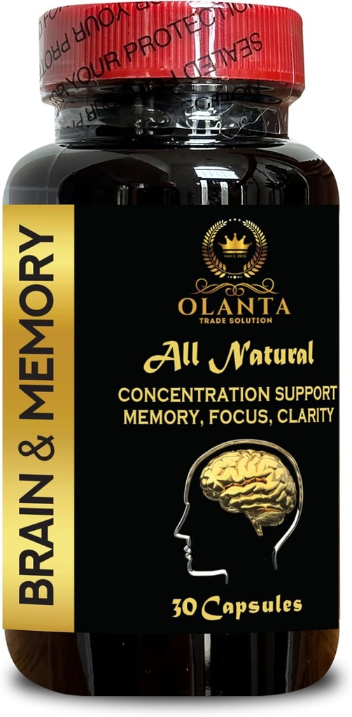 Brain Memory Support - Mental Focus, Memory Improvement Supplements, Supports Brain Health, Boosts Mental Performance & Promotes Long-Term Brain Health - 1 Bottle 30 Capsules.