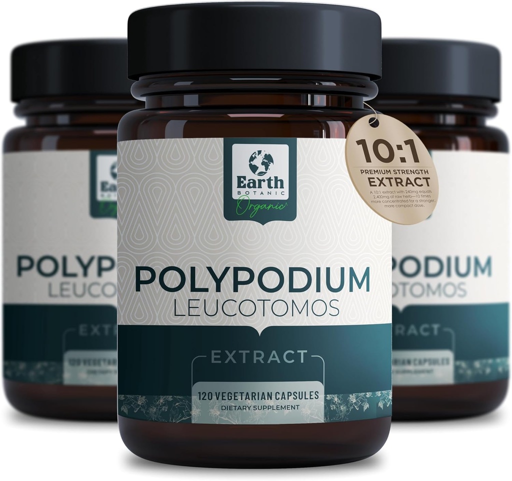 Polypodium Leucotomos Extract 10:1, 240 mg,120 Veg Capsules - Supports Natural Healthy Skin Care- Antioxidant- Natural Skin Tone- Vegetarian, Non- GMO 4 Month Supply