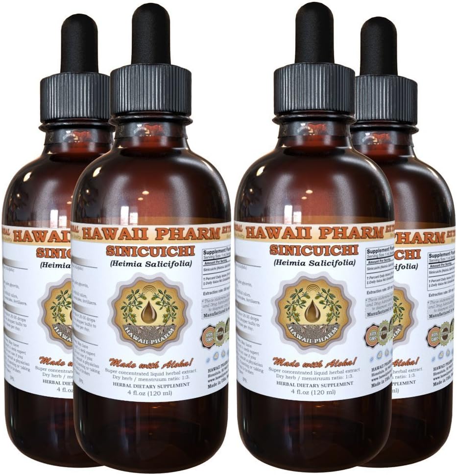 Sinicuichi Liquid Extract, Sinicuichi (Heimia Salicifolia) Tincture, Herbal Supplement, Hawaii Pharm, Made in USA, 4x4 fl.oz