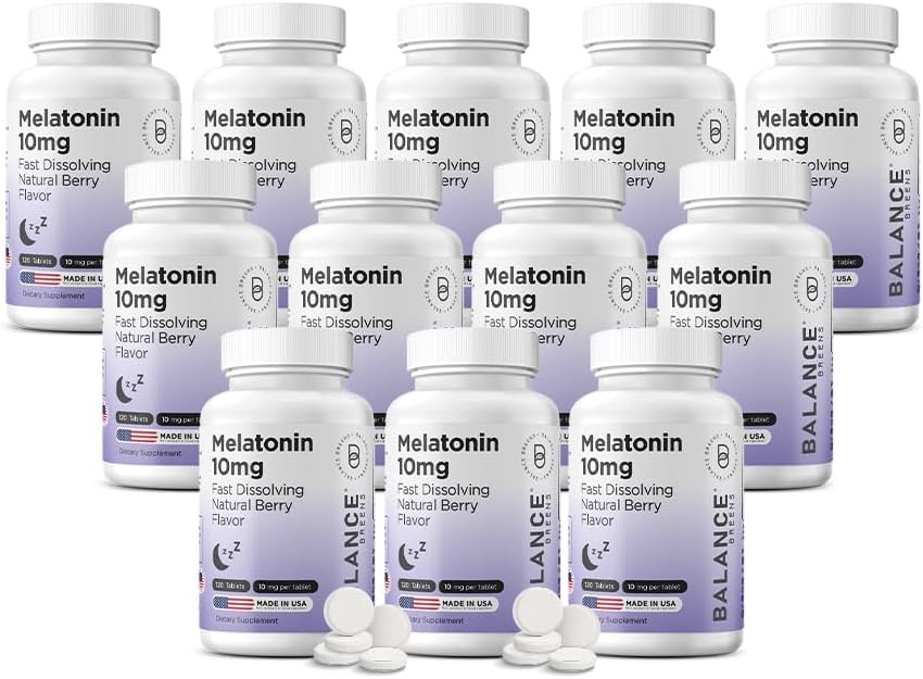 Balancebreens Melatonin 10mg Fast-Dissolve, 120 Tablets – Natural Sleep Aid for Restful Nights, Drug-Free Support for Relaxation and Tranquility