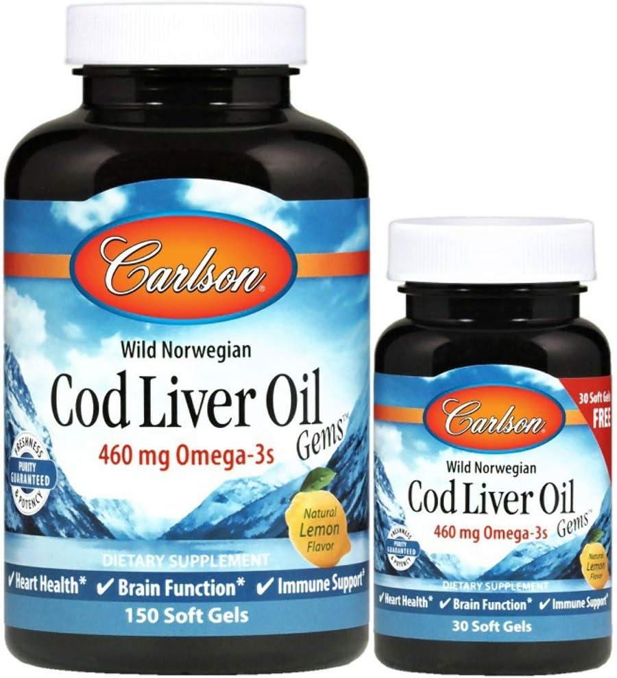 Carlson Laboratories Cod Liver Oil Gems - Lightly Lemon 1000 Milligrams 150+30 Sgels