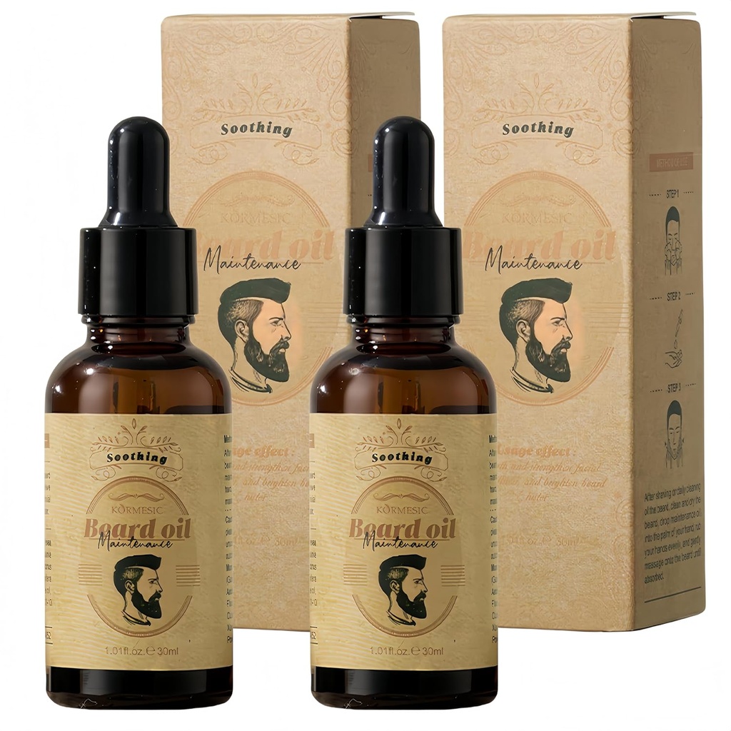 Beard Oil 2-Pack - Avocado, Macadamia & Safflower Oil Blend for Men | Softens Coarse Hair, Deep Moisturizer & Growth Treatment | Mineral Oil Formula