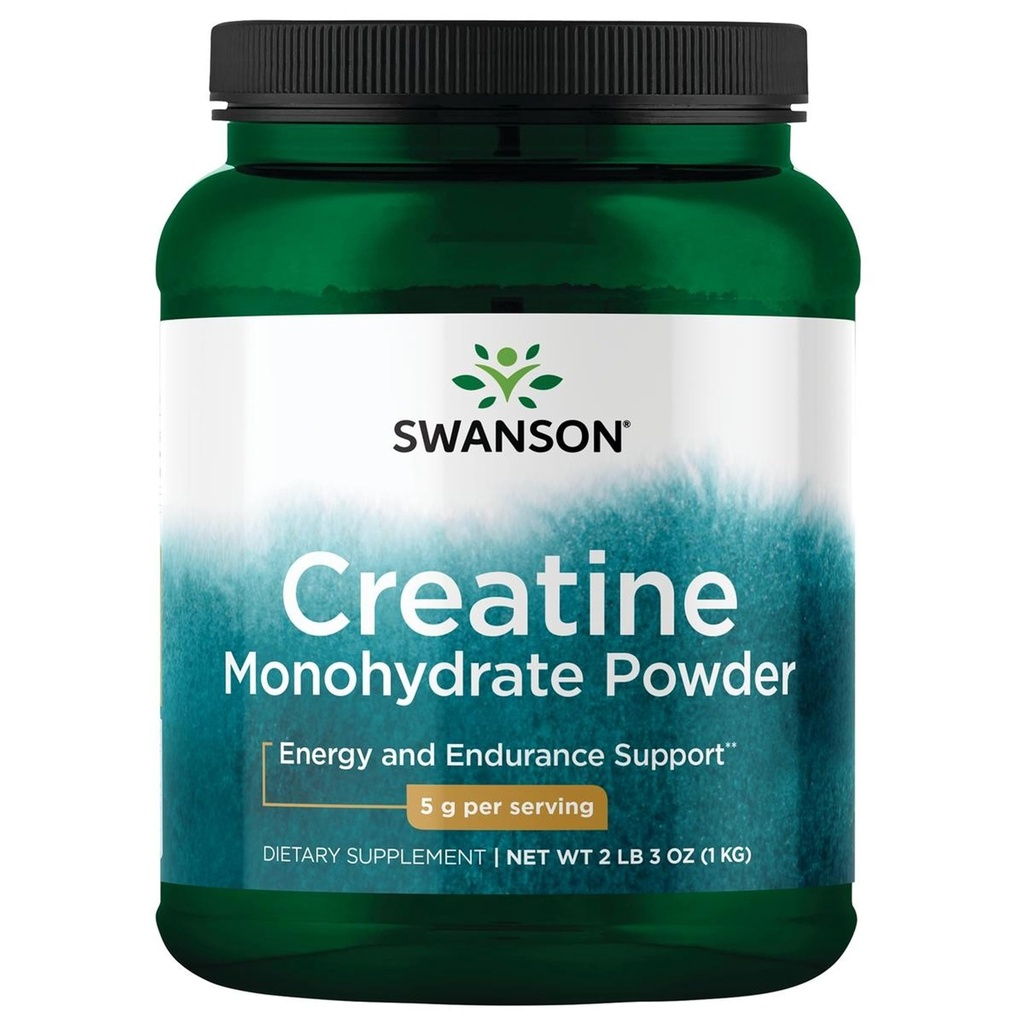 Swanson Creatine Monohydrate Powder, Micronized - Supports Muscular Strength & Energy Supply - 5g Per Serving, 200 Servings (1kg / 2.2 lbs)
