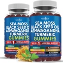 Sea Moss Gummies, Sea Moss, Black Seed, Ashwagandha, Turmeric, Manuka Honey, ACV, Dandelion, Black Pepper, Burdock, Bladderwrack, Vegan - 120 Count