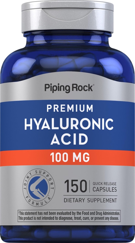 Piping Rock Hyaluronic Acid Capsules | 100mg | 150 Count | Premium Formula | Non-GMO, Gluten Free Supplement