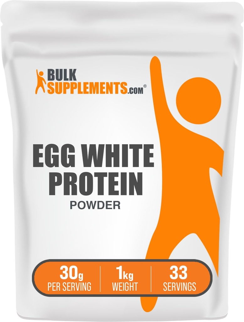 BulkSupplements.com Egg White Protein Powder - Egg White Powder, Lactose Free Protein - Unflavored & Dairy Free, 30g per Serving, 1kg (2.2 lbs) (Pack of 1)